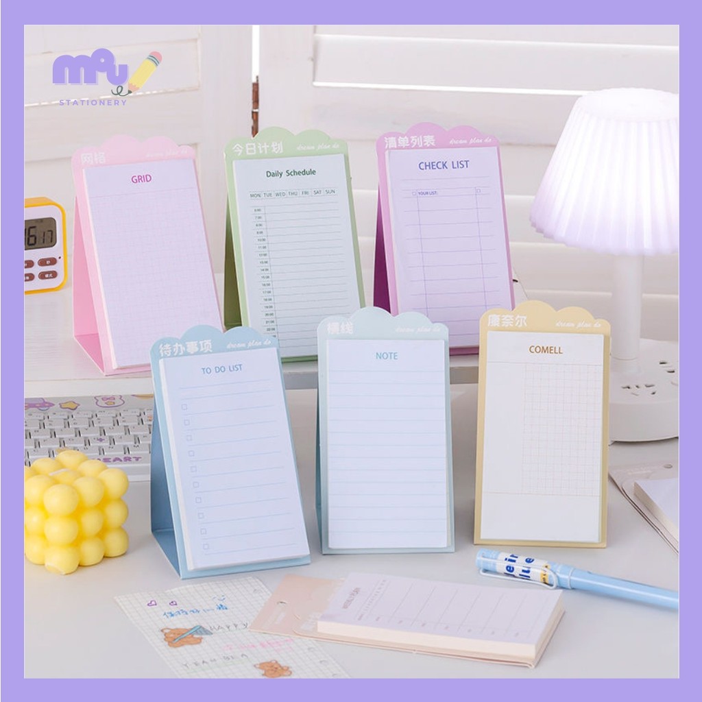 

[MOUMOU] 80 Pages Standing Memo Pad Pastel / Notes Berdiri / Journal Lucu / Kertas Task List