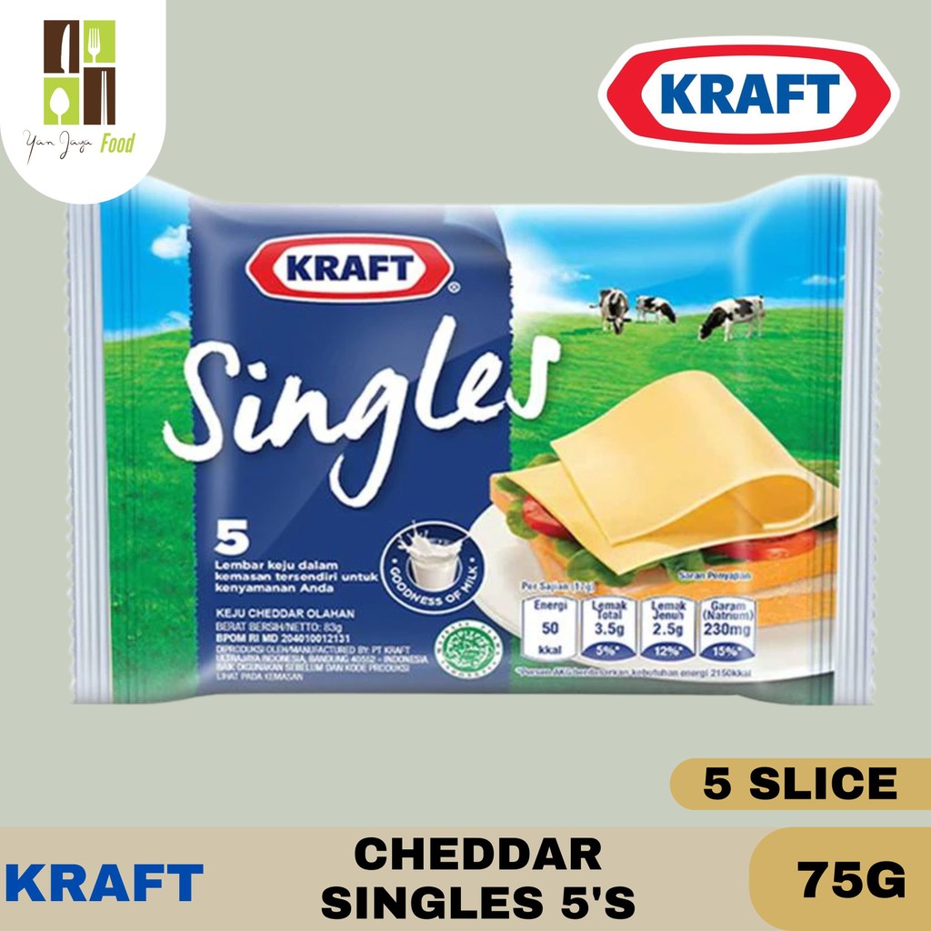 

Kraft Keju High Calcium Singles 5 Slice Untuk Burger dan Camilan 75g
