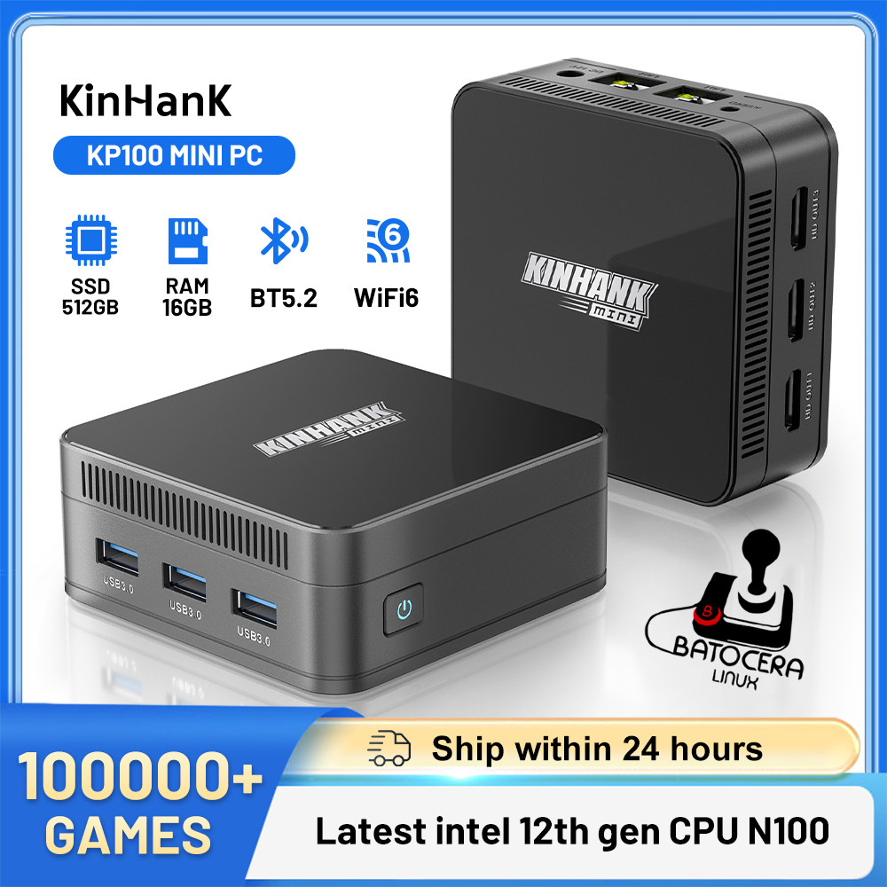 KINHANK Super Console KP100 Video Game Console 16GB DDR5 Batocera 100000+ Games 70+Emulators for SS/
