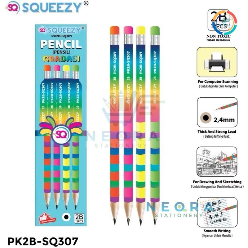 

Squeezy Pensil 2B PK2B-SQ307 Gradasi (Penghapus) | Eceran @ 1 Pc