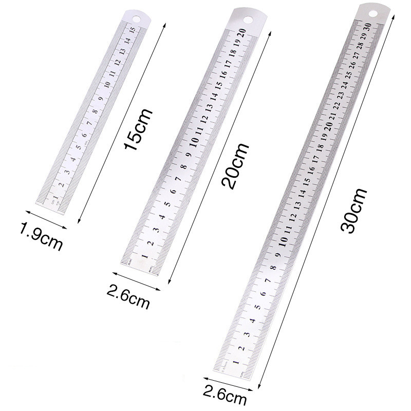 

Metal Ruler Stainless Steel Straight Ruler 15/20/30cm Student Rulers Precision Double Sided Measuring Tool For Woodworking Draw