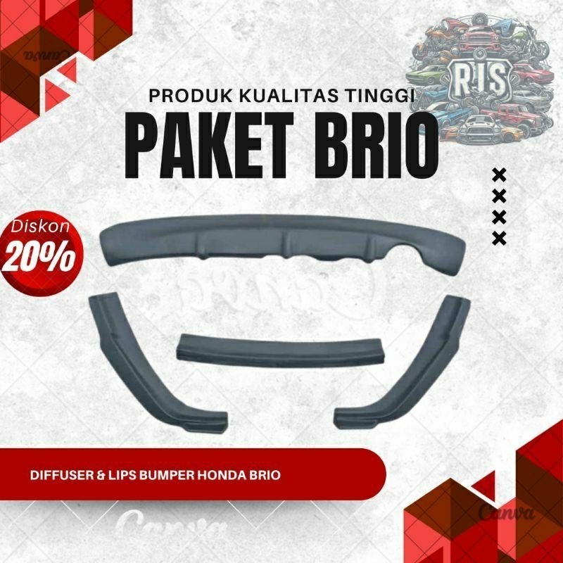 Paket modifikasi mobil Honda Brio OLD LIPS BUMPER + DIFFUSER