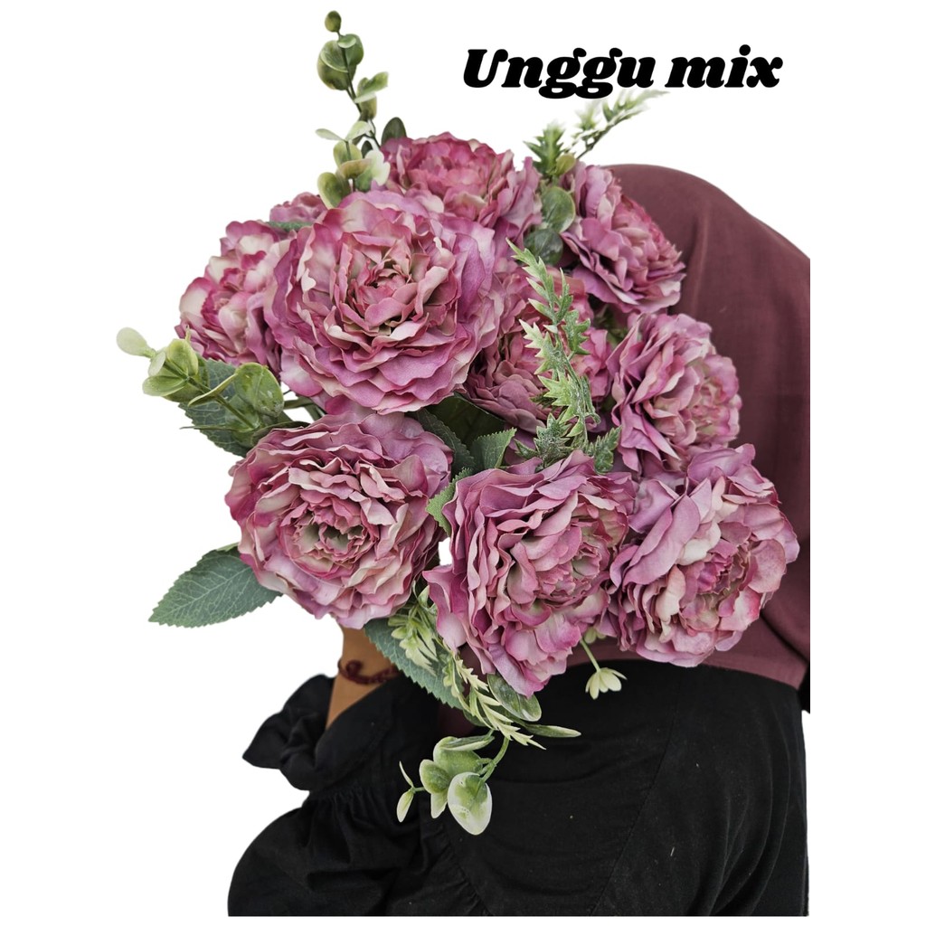 Bunga Bouqet Mawar Hybrid  K5 Artificial Bunga hias plastik dekorasi hiasan pesta pernikahan backdro