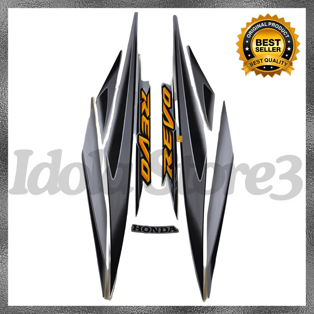 Striping Honda Revo 2007 Silver Hitam list body standart motor revo 2007
