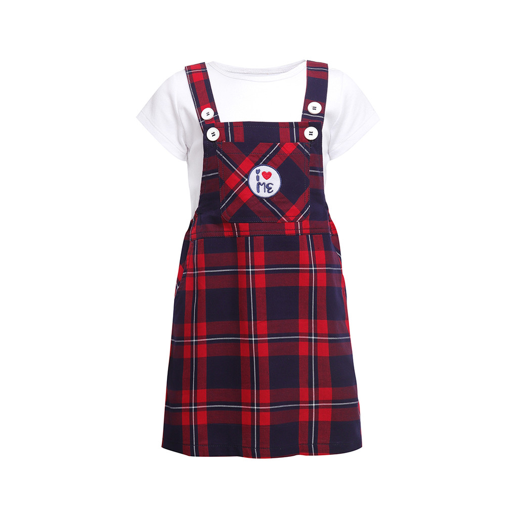 Qna Girl Achava Overall Dress Pendek anak Putih