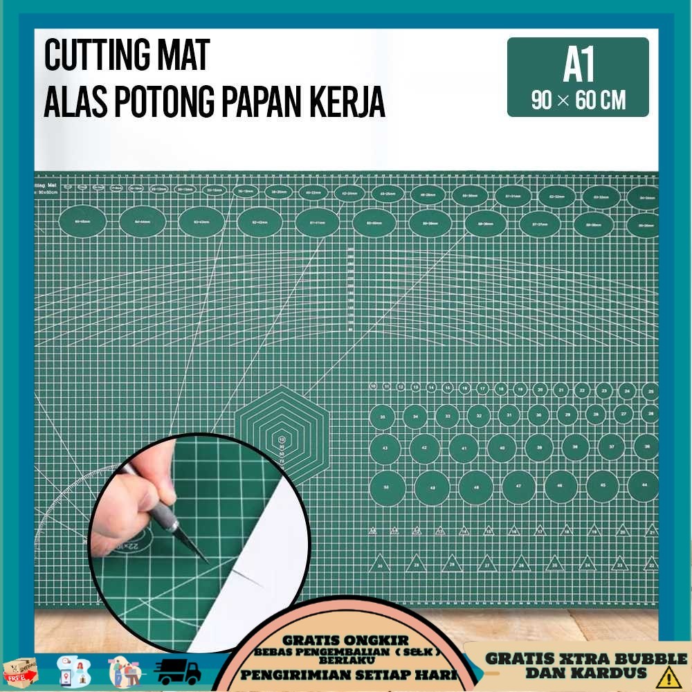 

QJH Working Pad Cutting Mat Alas Potong Papan Kerja A1 90 x 60 cm - QJ4