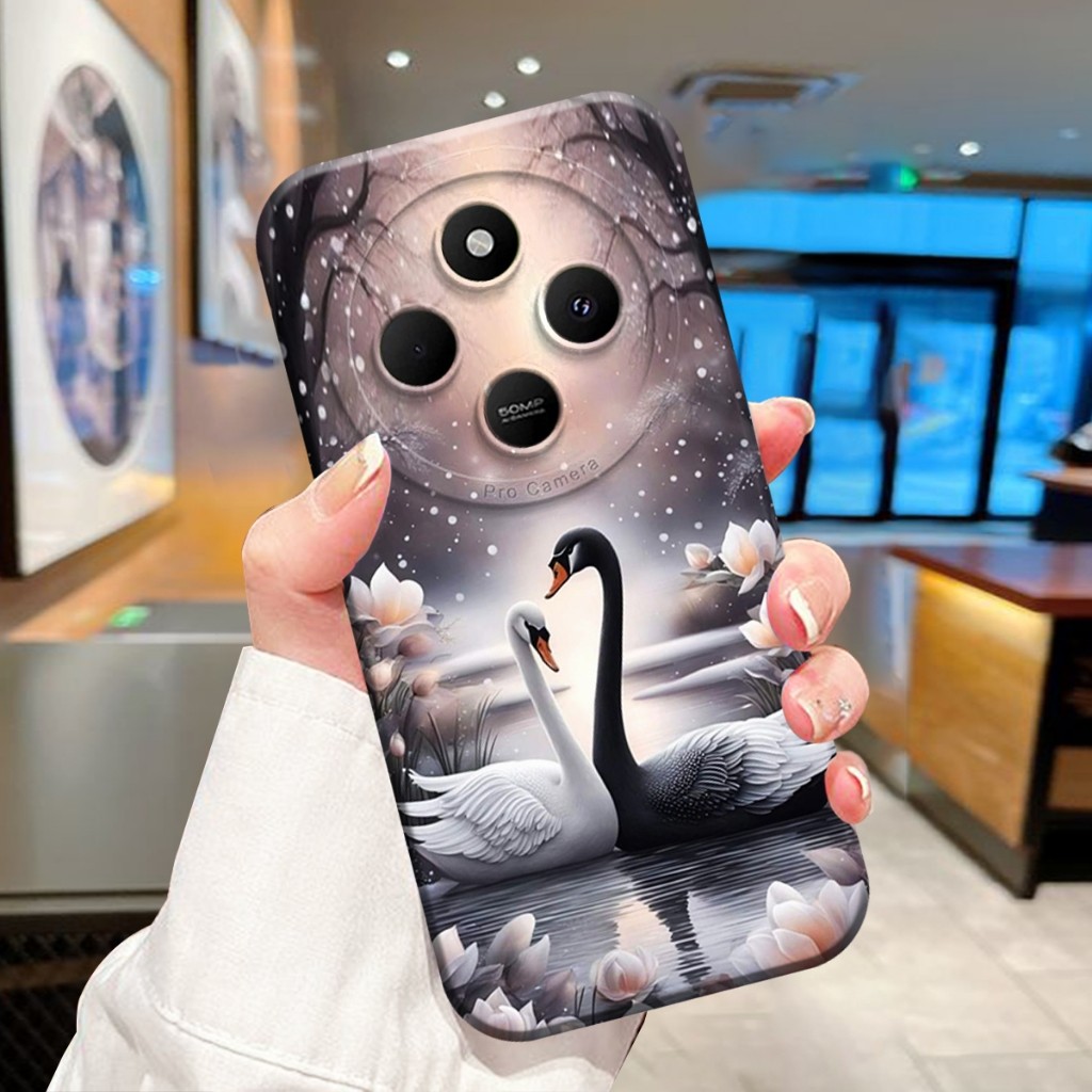 SOFTCASE REDMI 14c 4G 2024 13c 12c A3 9c 9a 10c 10a Poco c40 c65 TERBARU Motif Angsa Aesthetic - Cas