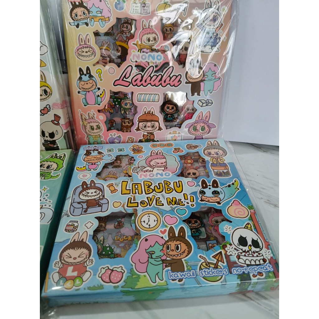 

STICKER LABUBU VIRAL MOMO NONO ISI 100 LEMBAR / BOX WATERPROOF PET STIKER LUCU