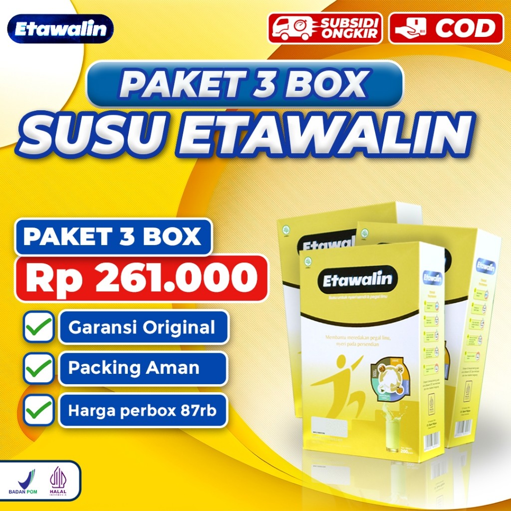 

Etawalin Original 3 Box - Susu Kambing Etawalin Asli Original Atasi Nyeri Sendi dan Tulang