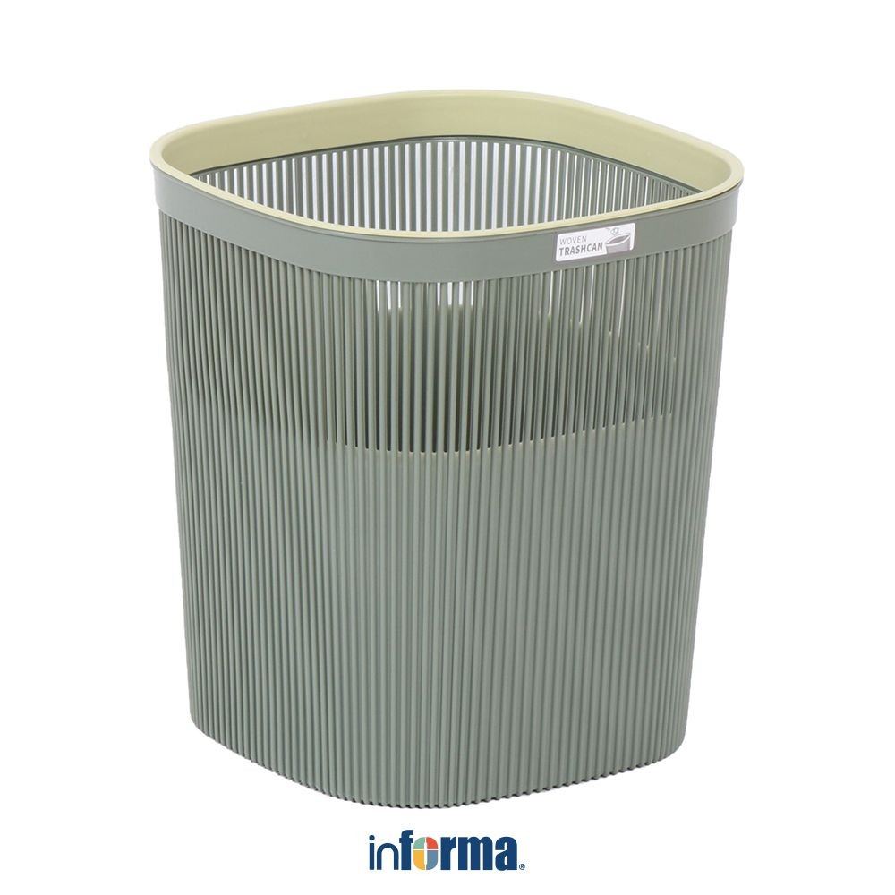 Informa 9 ltr Flo Tempat Sampah Tanpa Tutup - Hijau Tong Sampah Wadah Pembuangan Alat Kebersihan Tra