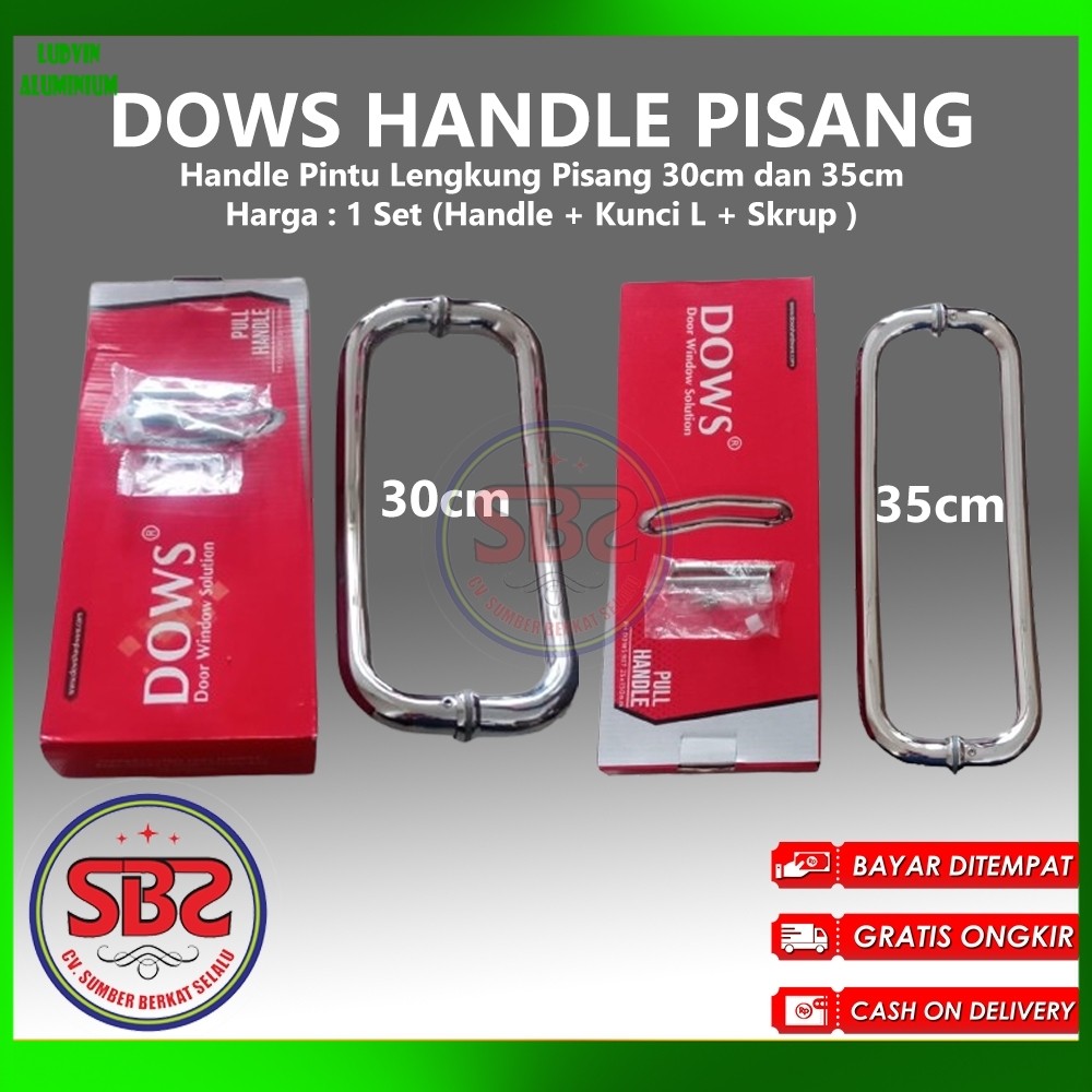 DOWS Handle Lengkung Handle Pisang Tarikan Pintu Kupu Tarung - Handle Pintu Lengkung Pisang 30cm dan