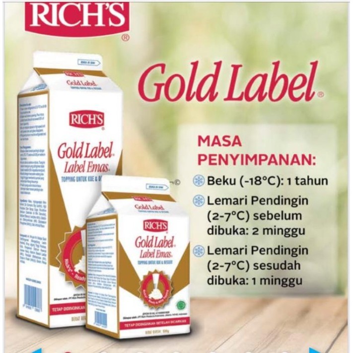

✨TERLARIS -Rich Gold Label Whipping Cream 500gram - Gosend/Grab ONLY!!!