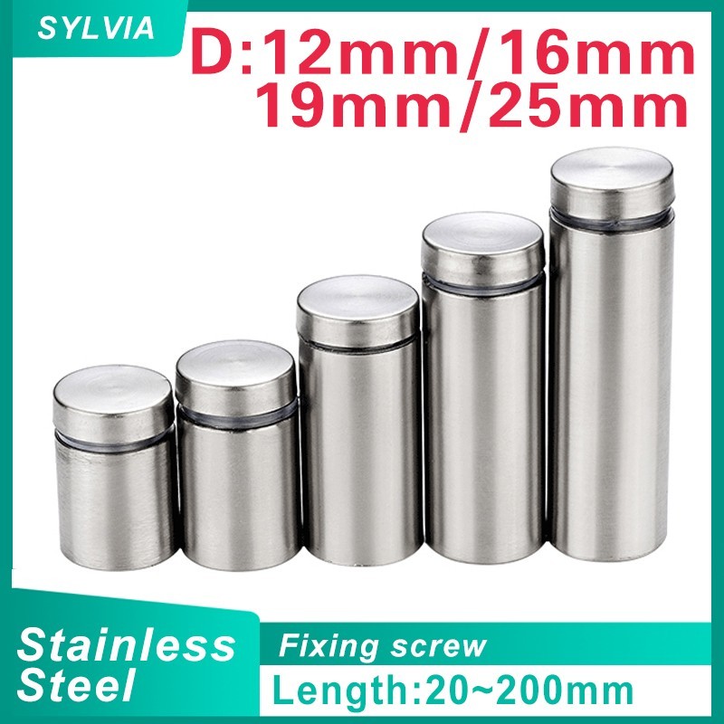 

4/ 6pcs Glass Fasteners 12mm Stainless Steel Acrylic Advertisement Standoffs Pin Nails Billboard Fixing Screws Hardware