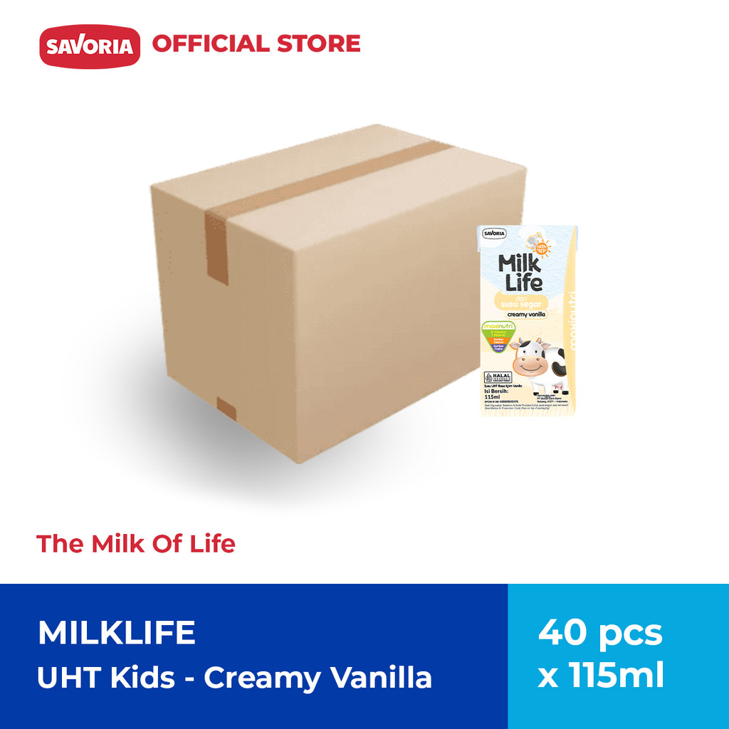 

MilkLife UHT Kids Creamy Vanilla Milk 1 Karton- Susu Rasa Vanila 40 Pcs x 115ml