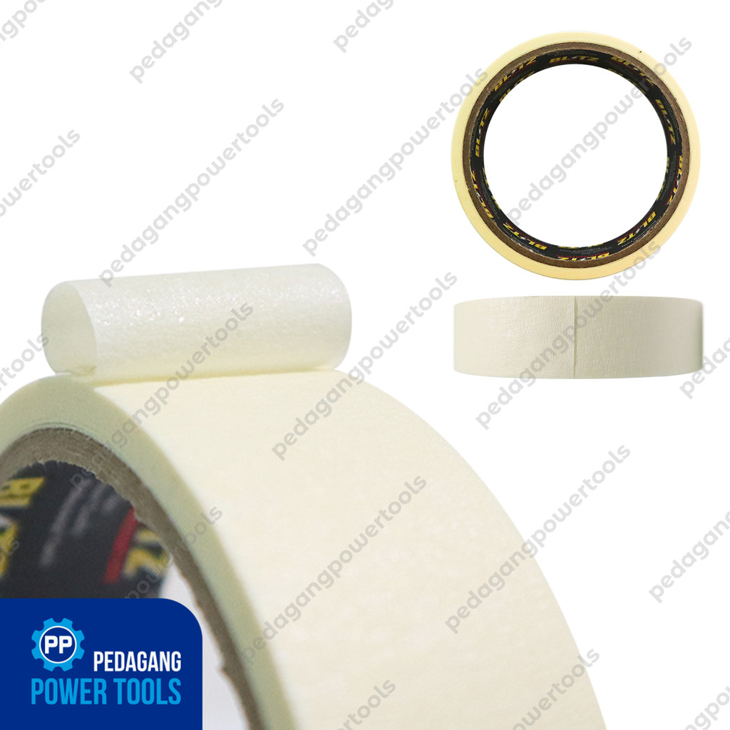 

BLITZ Lakban Kertas Putih 24 mm x 10 Yard Masking Tape 1" 10Y Perekat Lem Solasi Selotip