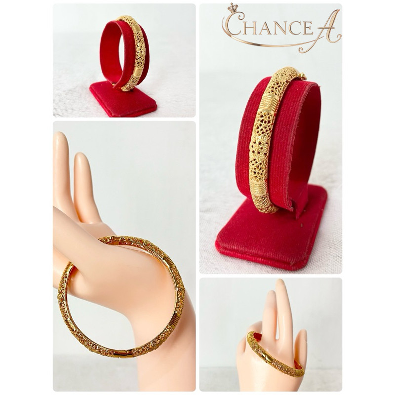 GELANG BANGLE/ BANGKOK UKIRAN BUNGA LAPIS EMAS KUALITAS PREMIUM ANTI KARAT