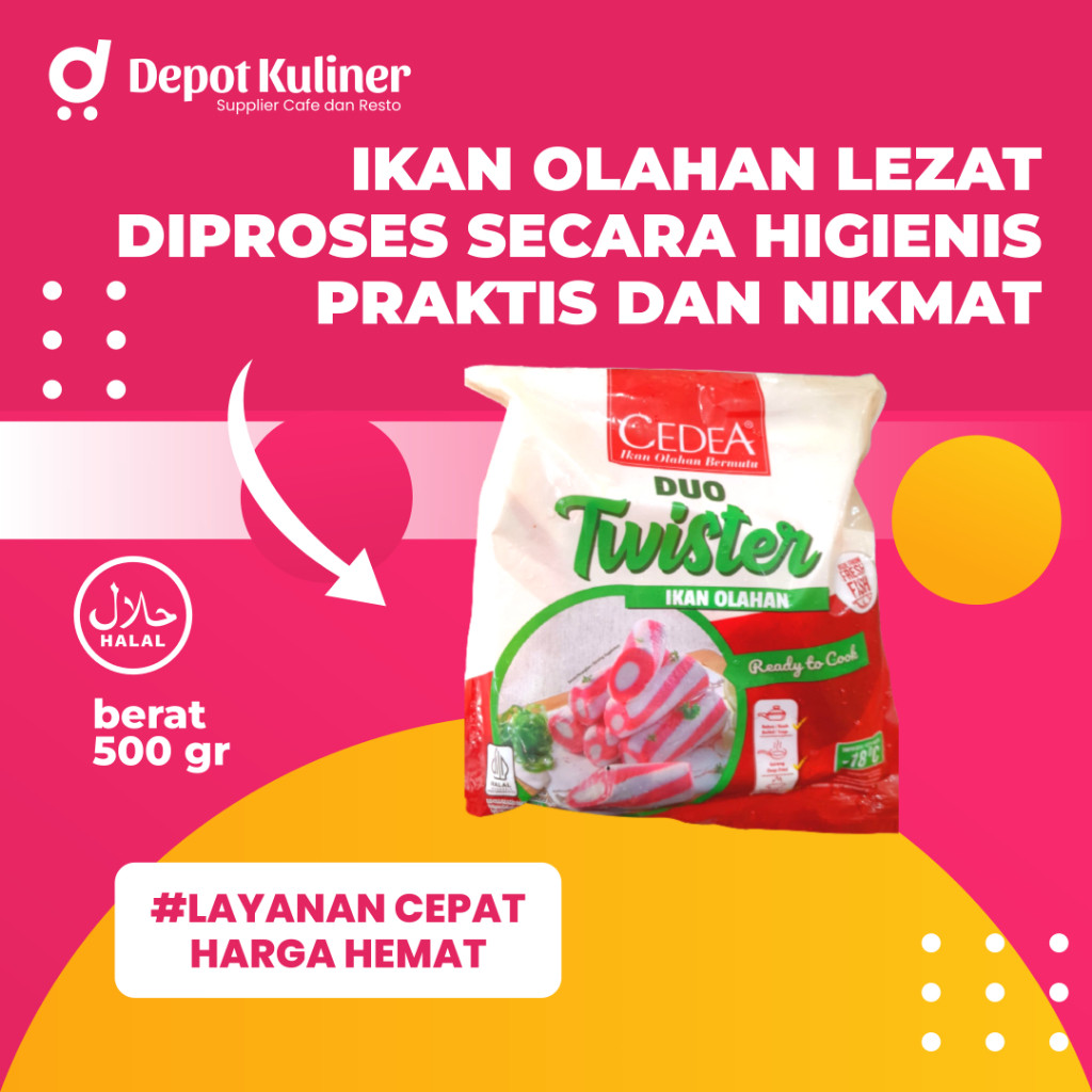 

Cedea Duo Twister 500GR / Ikan Olahan / Makanan instan