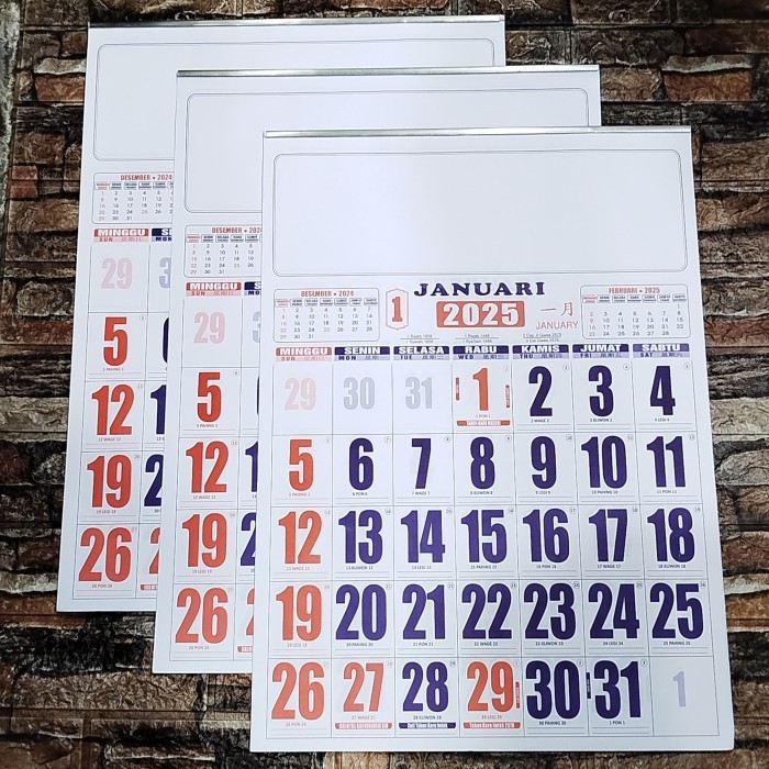 

KALENDER KERJA STANDARD UMUM ( 38 CM × 54 CM ) BAHAN KERTAS HVS TAHUN 2025