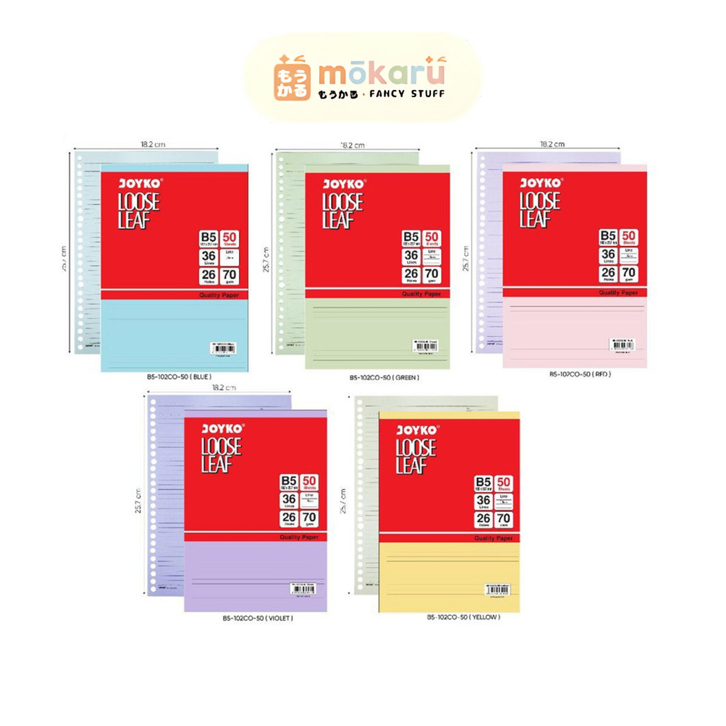 

Joyko Refill Isi Ulang Kertas Loose Leaf Binder B5-102CO-50 Lembar Color Pastel Lucu Unik Murah