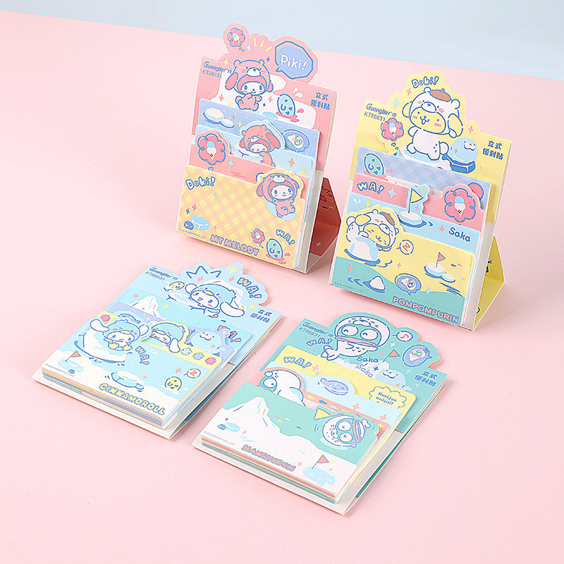 

4 pcs/lot Sanrio Melody Cinnamoroll Memo Pad Sticky Notes Stationery Label Notepad Planner Sticker Post School Supplies