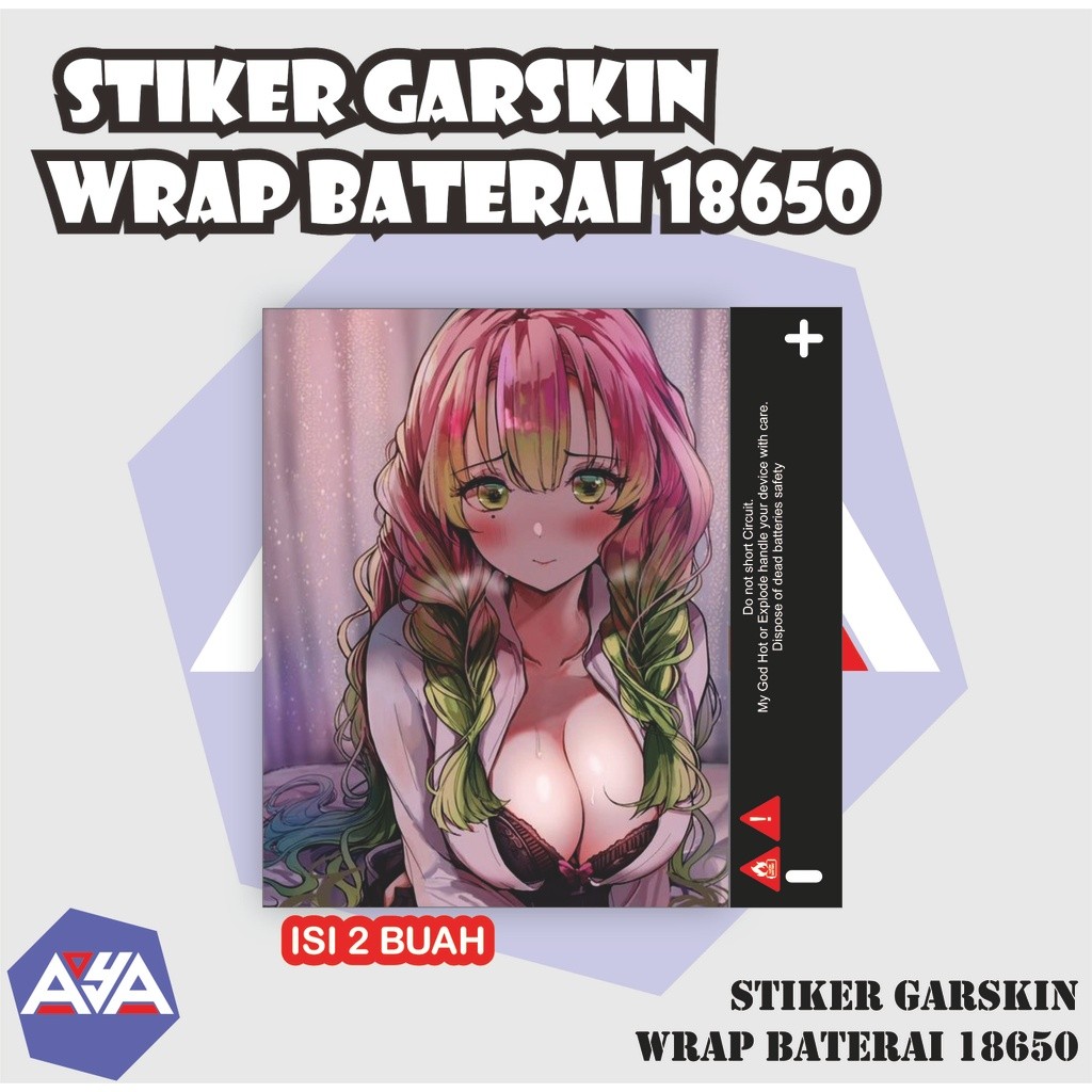 ⭐⭐⭐⭐⭐ isi 2 Stiker Garskin Wrap Baterai 18650 WAIFU 4/ request garskin wrap sticker