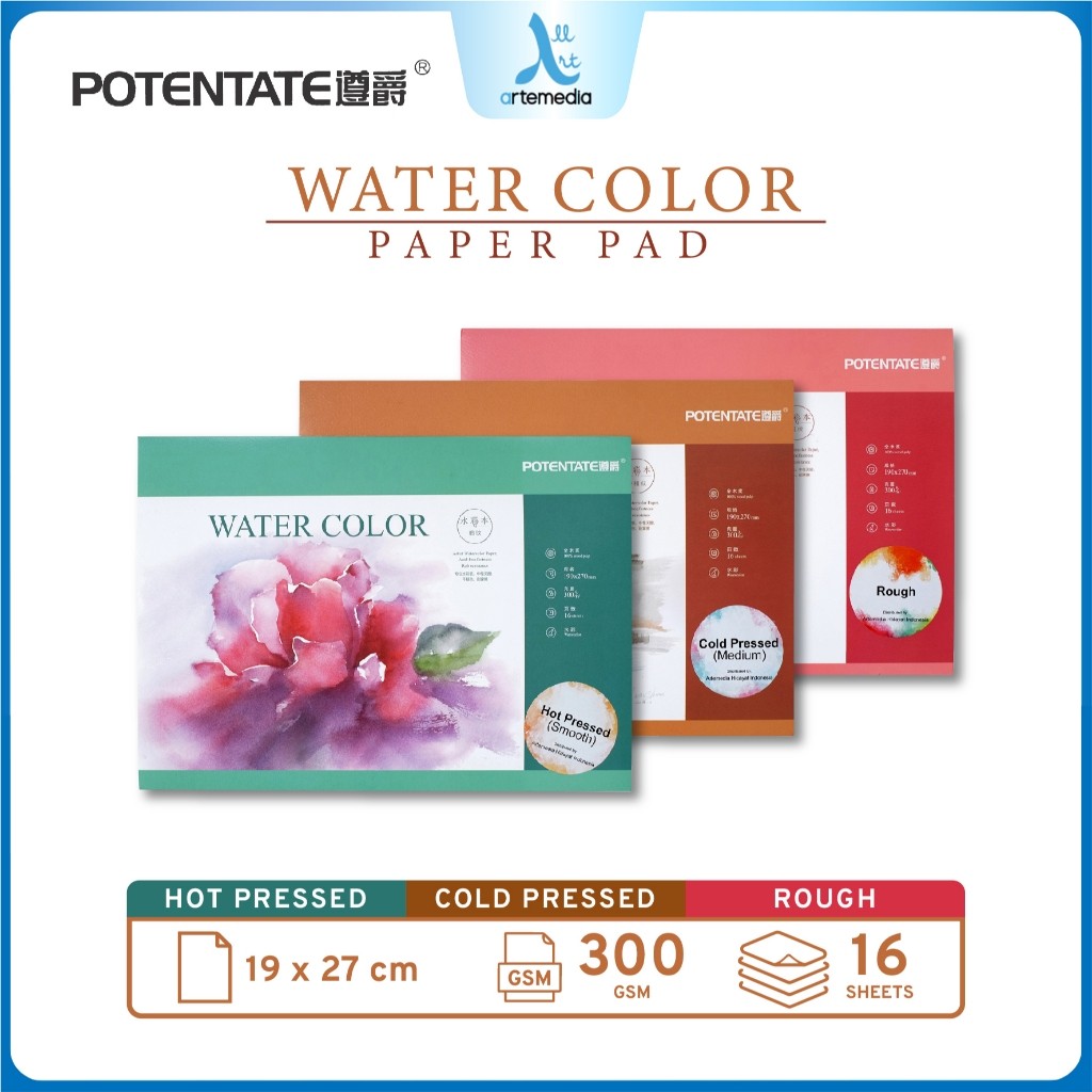 

Gramedia Surabaya - Potentate Watercolor Paper Pad Block 19x27cm Kertas Cat Air Hot Pressed