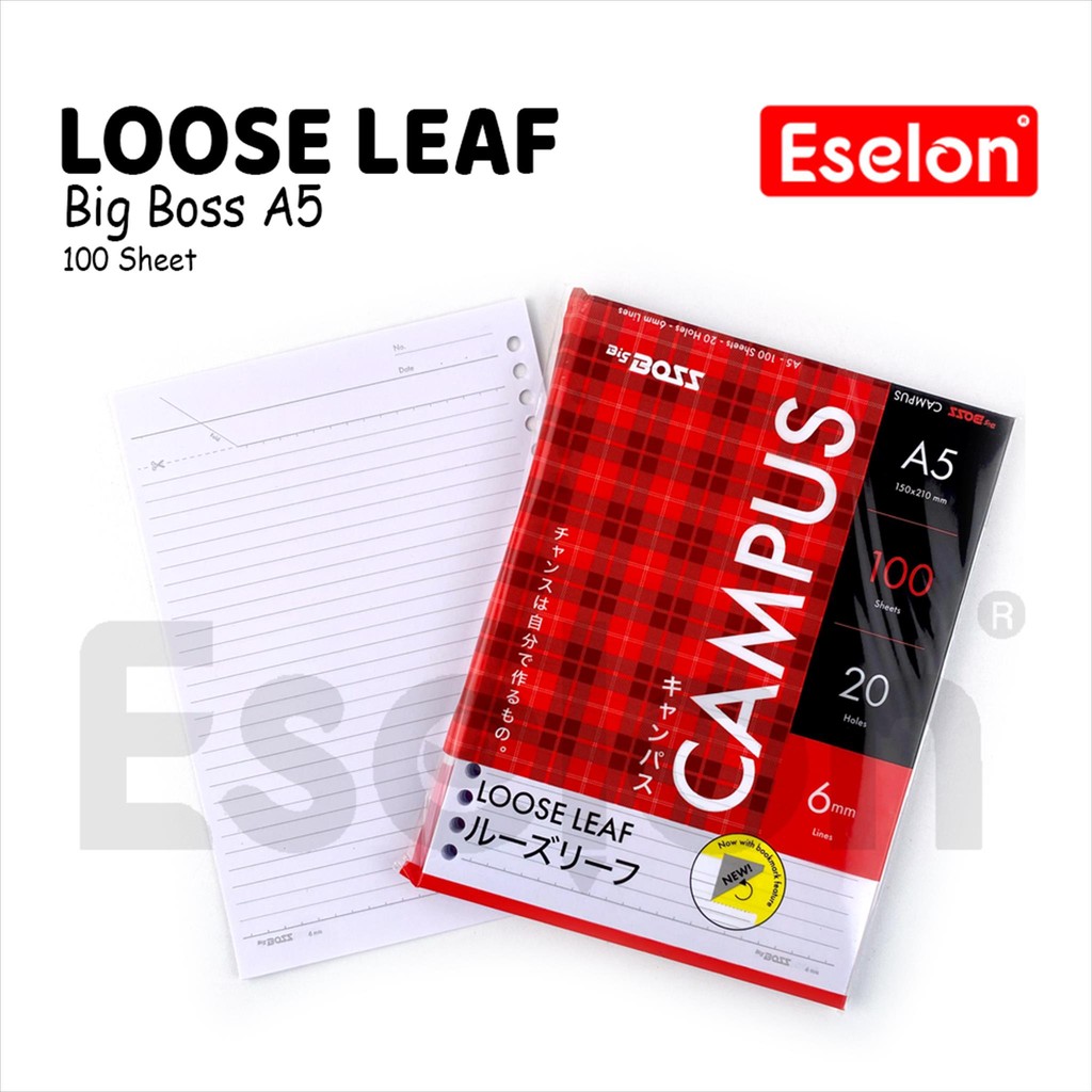 

Loose Leaf Garis A5 -100lembar / kertas loose leaf / Kertas Loose Leaf BIG BOSS A5 - 100lembar