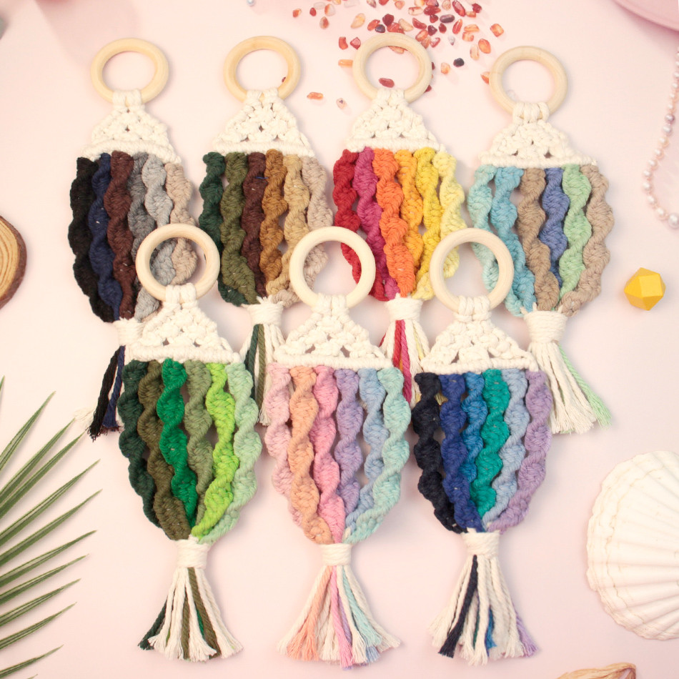 

1 set rainbow fish tapestry macrame kit with tutorial for beginner, a variety of colors free to choose