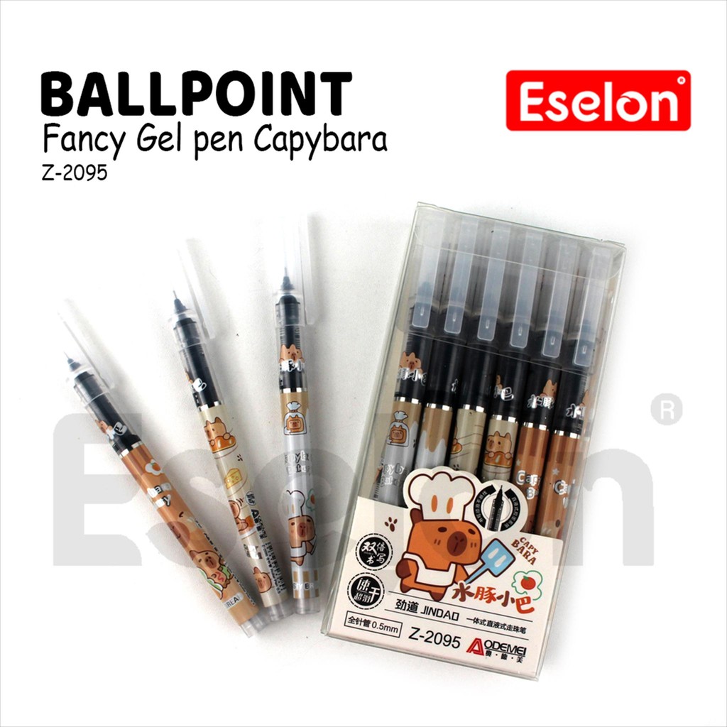 

12pcs Ballpoint Gel Z-2095 / 1pak Pulpen Gel CapyBara 0.5mm