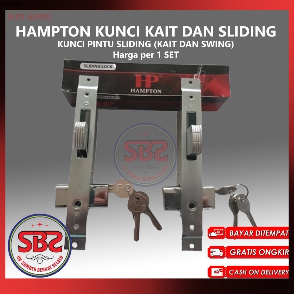 HAMPTON KUNCI PINTU ALUMUNIUM SLIDING MODEL KAIT DAN SWING