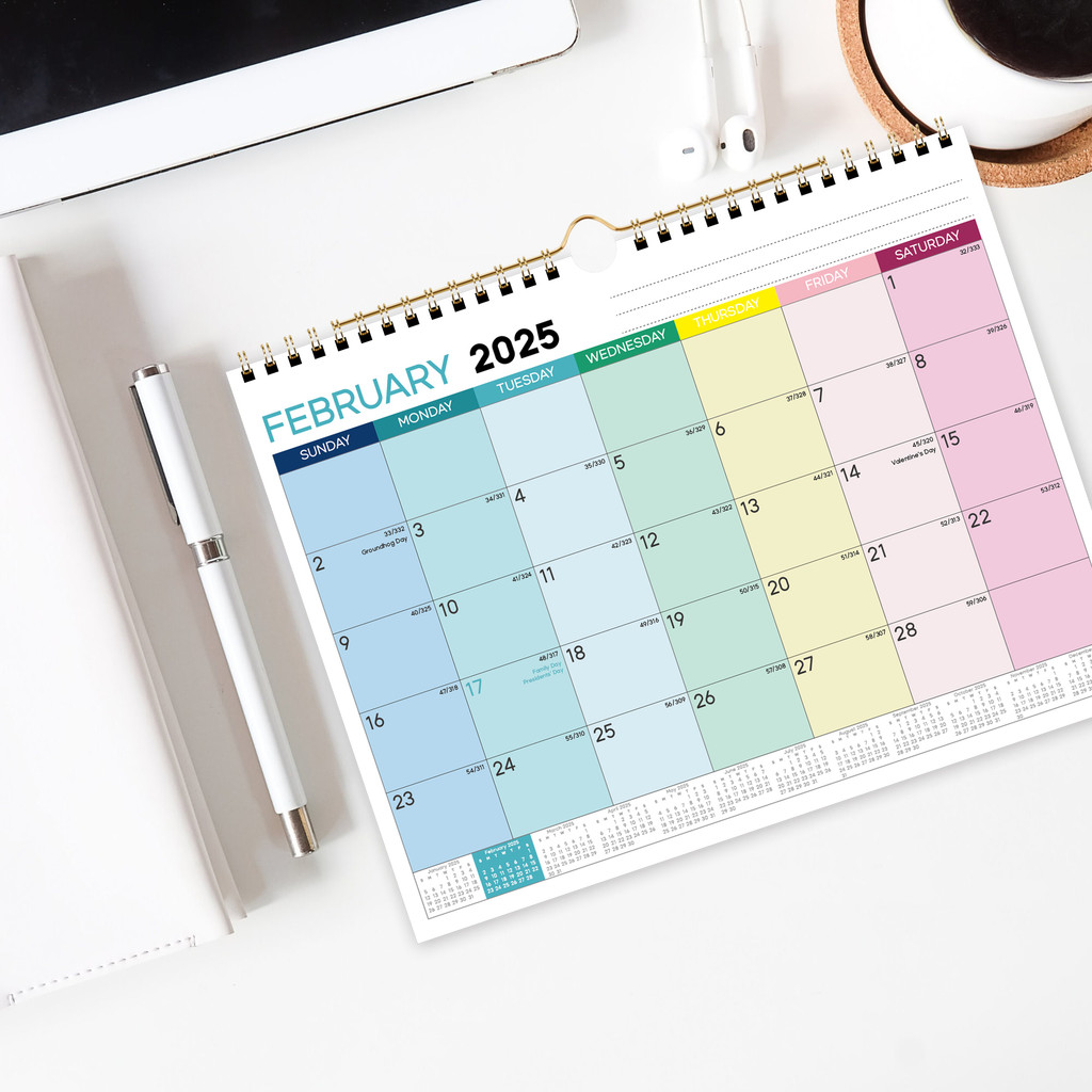 

2025 Calendar - Wall Calendar 2025,Jan. 2025 - Dec. 2025,12 Monthly Calendar with Thick Paper Hanging Hook - Colorful Lump
