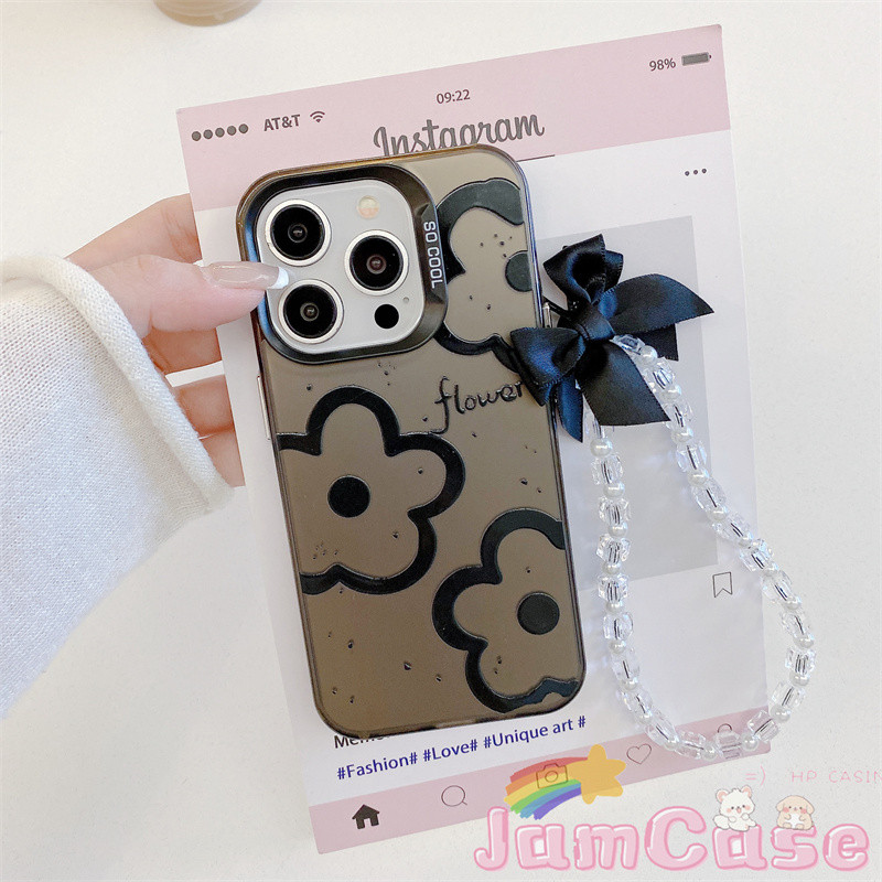 【Jam Case】case OPPO Bunga Hitam Casing ponsel cocok untuk OPPO A94 F17PRO Casing Anti PecahA58 4G 5G