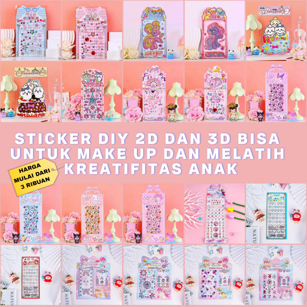

[ GROSIR TERMURAH ] STICKER DIY 2D DAN 3D YANG DAPAT DIGUNAKAN MENDEKORASI JURNAL, TUMBLR DAN BISA UNTUK FACE MAKEUP / FUN AND CREATIVE DIY STICKERS FOR FACE ART AND JOURNAL DECOR