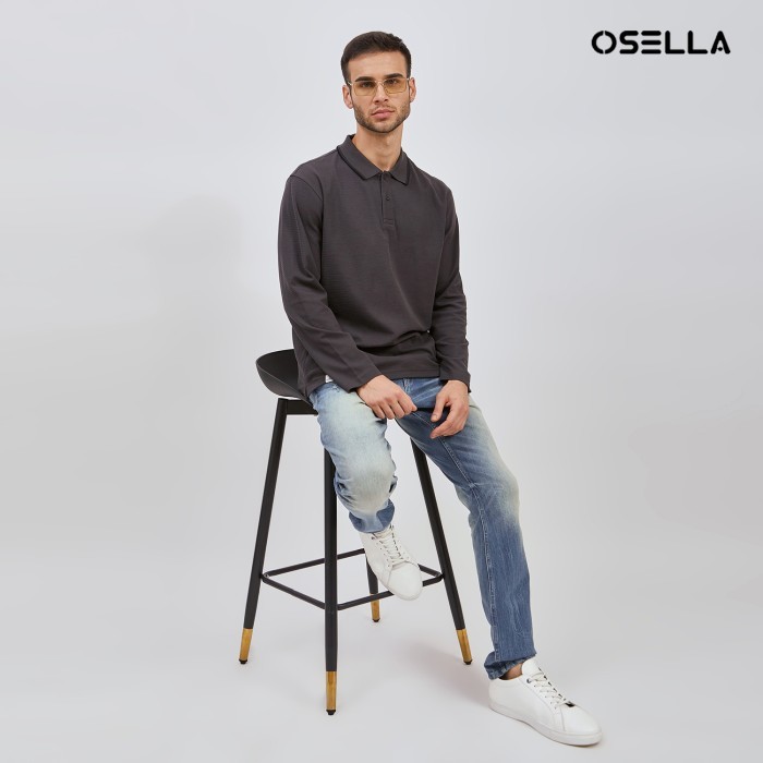 Osella Pearson Long Textured Polo Shirt 20275001 | Kaos Polo Pria Lengan Panjang