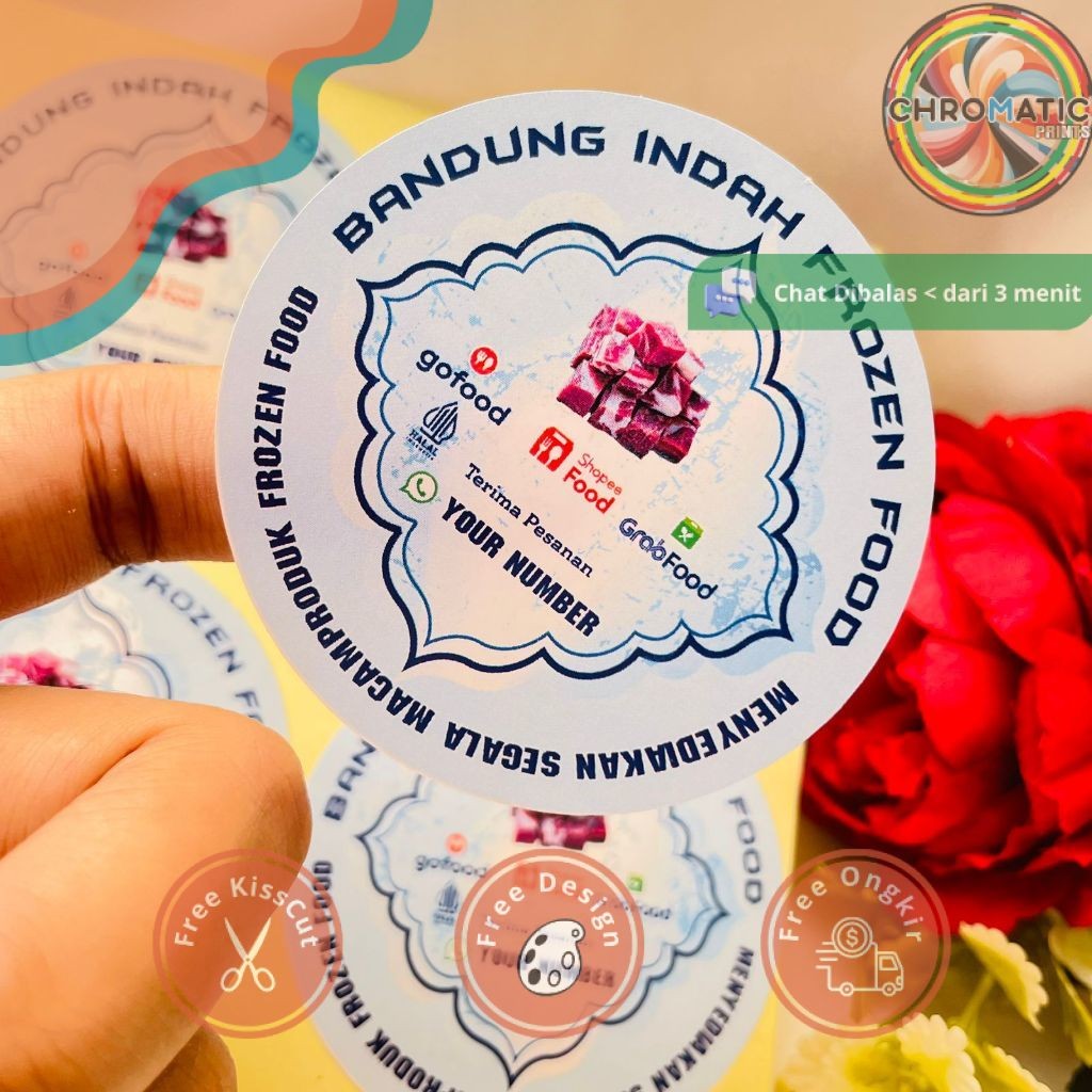 

chromatic Sticker Print Cetak Stiker Frozen Food Label Makanan Beku Produk Basah Bulat Chromo Murah