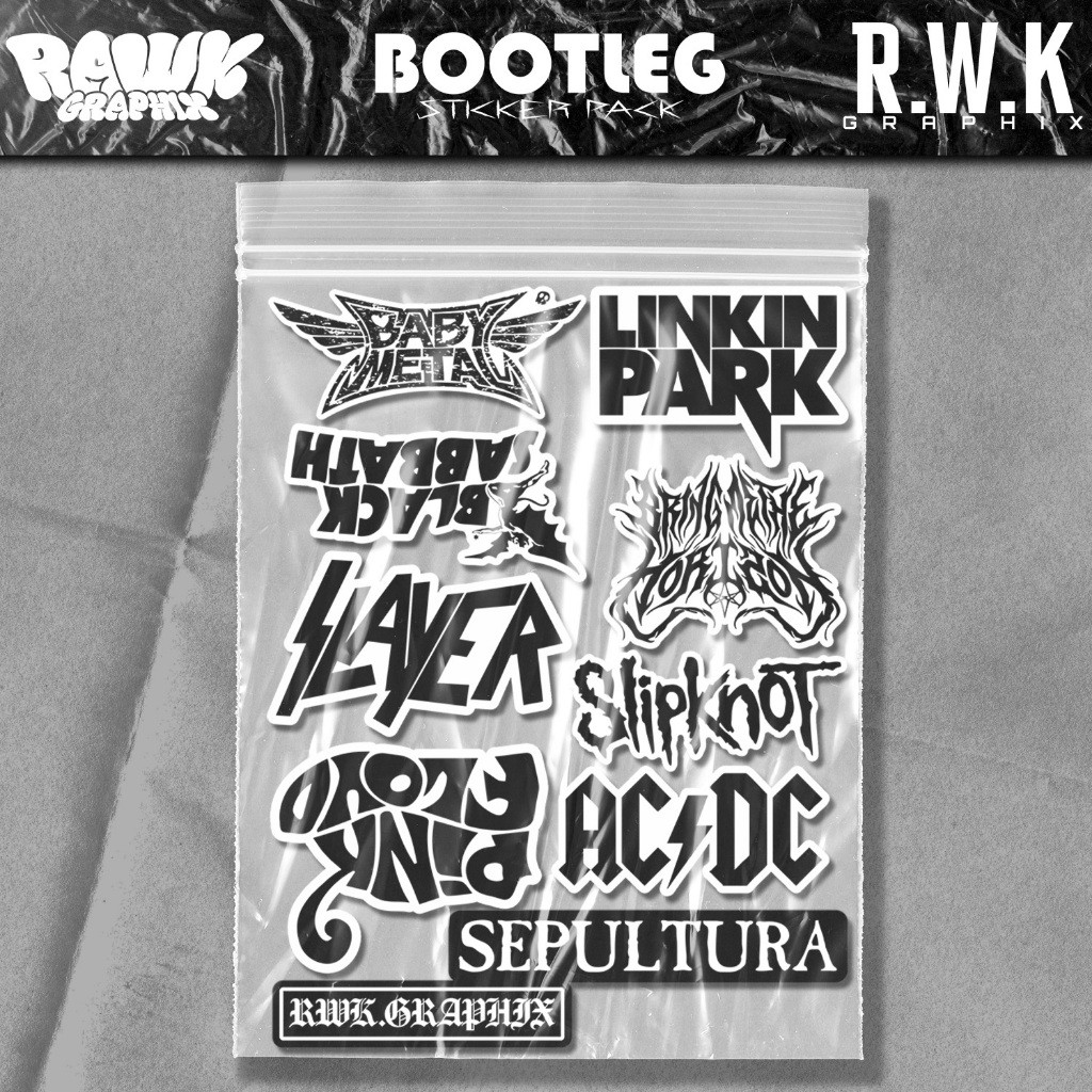 

Sticker Pack Band Metal Slayer BMTH ACDC Slipknot Baby Metal Black Sabbath Bahan Vinyl Sticker Untuk Hp Laptop Tumbler Helm Cargloss Skateboard V01