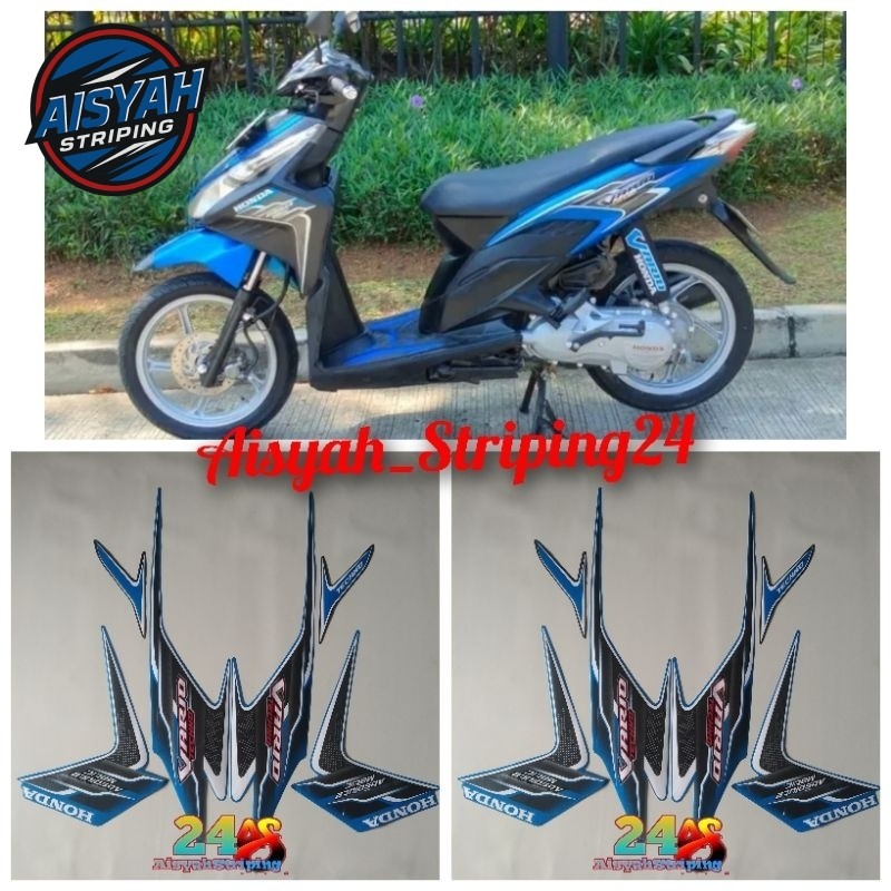 Striping stiker sticker motor honda vario Tecno 110 karbu 2010 biru