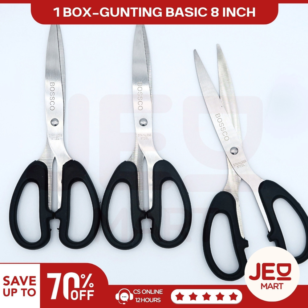 

1 Box isi 12 Gunting Scissors BOSSCO (4 inch~6 Inch-8 Inch) BC-814~816~818 RB9