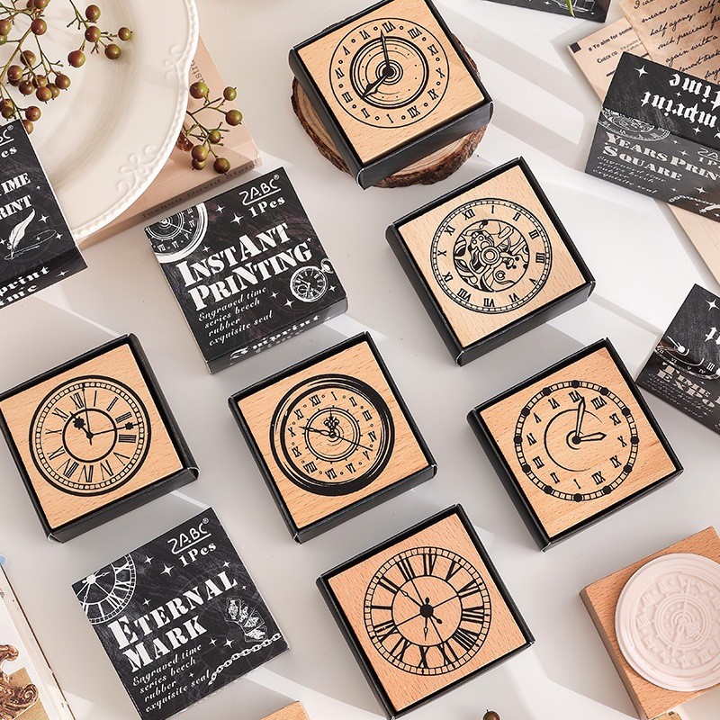 

[Gongjin] Stempel Clock Jam Dinding Stamp Kayu Rubber