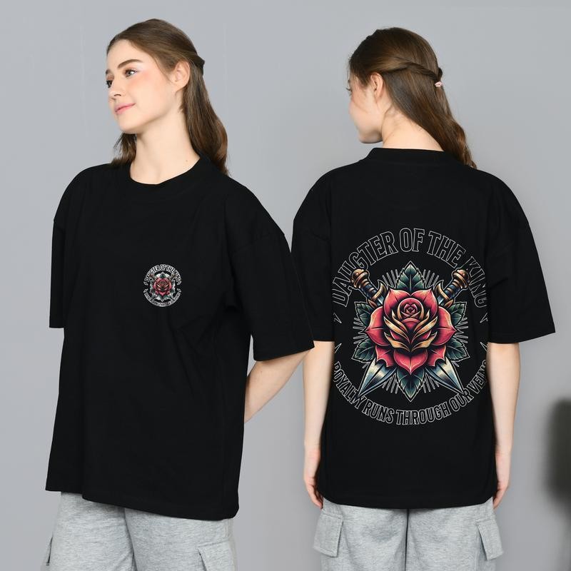 Baru T-Shirt  " KING FLOWER " | Kaos  Unisex | Cotton Combat 24s Tebal | Baju Distro Pria Dan Wanita