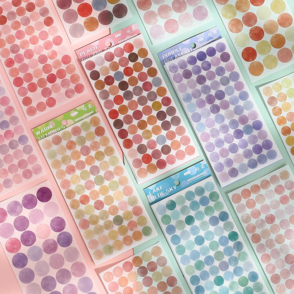 

6pcs/pack Colored dot pattern Decorative Stationery Stickers Colorful Dream Scrapbooking DIY Diary Album Planner custom sticker