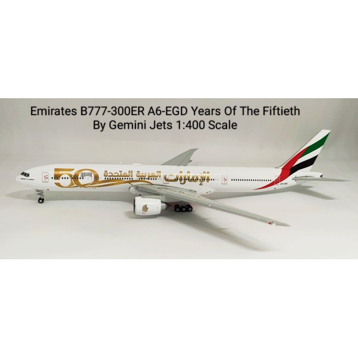Miniatur Pesawat Terbang Emirates B777-300ER A6-EGD 50 Years Of The Fiftieth  Gemini Jets 400 Diecas