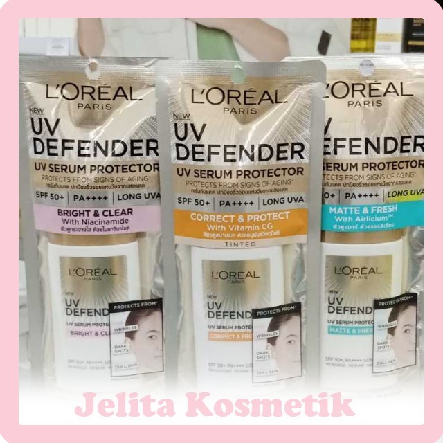 LOreal Paris UV Defender Serum Protector Sunscreen SPF 50+ / PA ++++ Skin Care - 50ml (Untuk Mencega