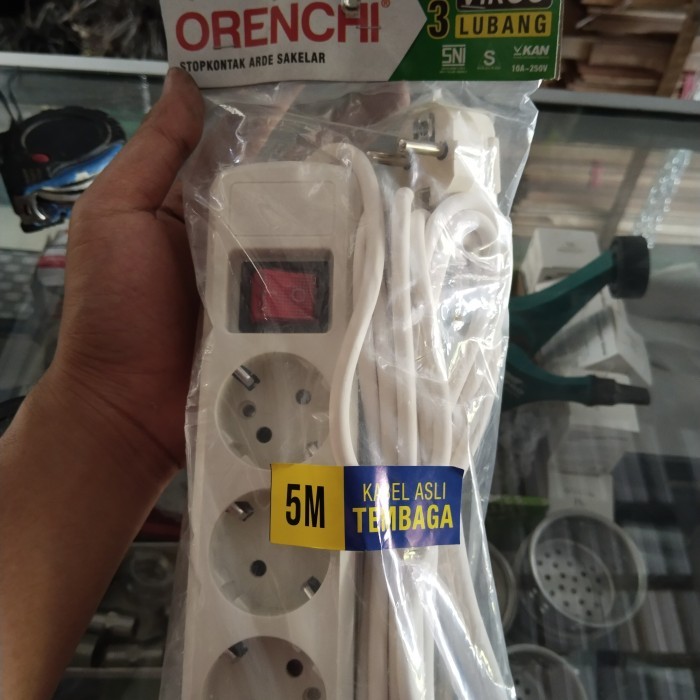 stop kontak kabel 5 meter 3 lubang orenchi