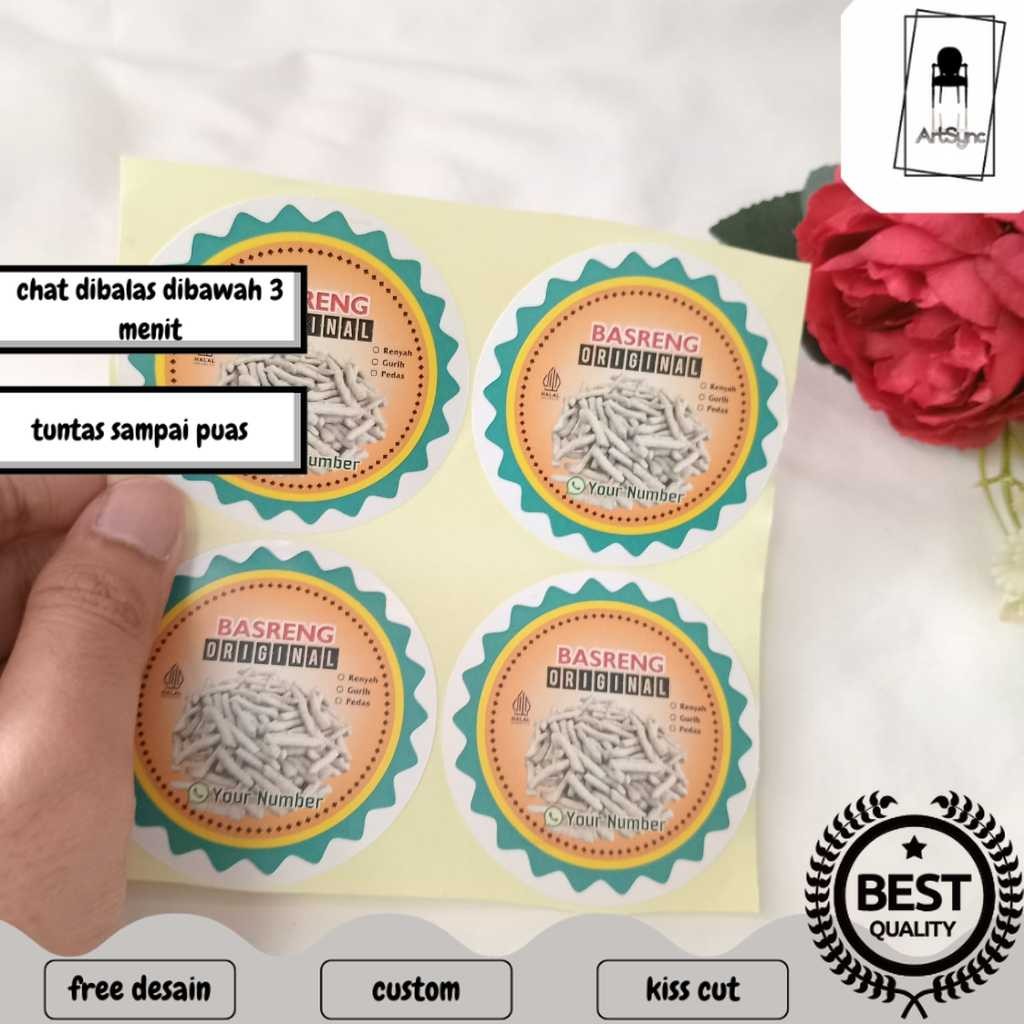 

Syncart 2-4 Sticker Makanan Cemilan Basreng Stiker Label Produk Jajanan Bulat Chromo Free Desain