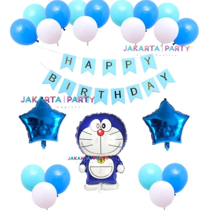 [New Arrival] Paket Dekorasi Ultah Tema Doraemon #1 / Paket Set Balon Dekorasi Ultah