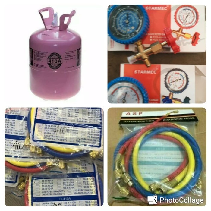 Paket r410 isi freon AC sendiri freon r410a isi 1kg komplit praktis