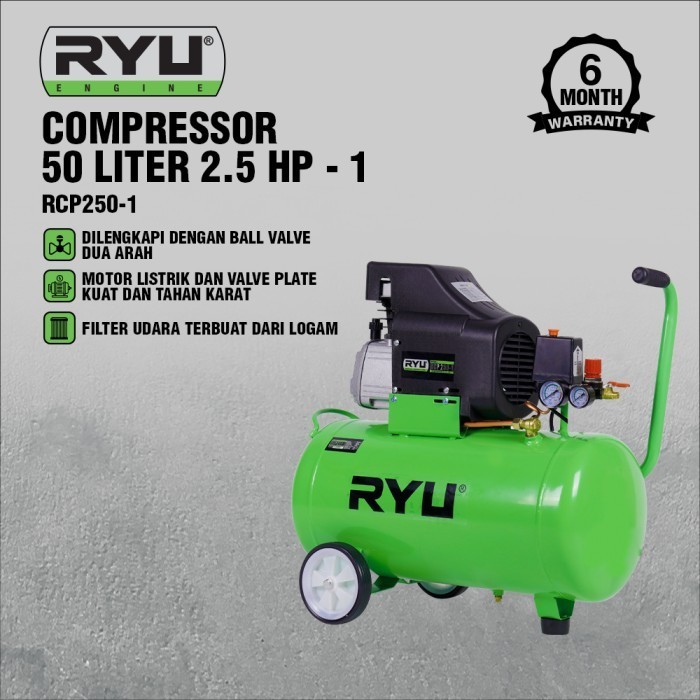 RYU Mesin Kompresor 2.5 Hp 50 Liter Rcp 250-1 Ryu / Ryu Air Compressor 2.5Hp
