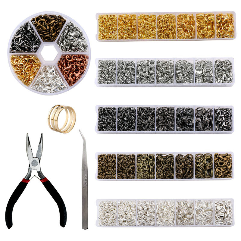 

A Set Jewelry Findings Tool Set Open Jump Rings,Jewelry Pliers, Lobster Clasps hooks, jewelry tweezers Jewelry Making Supplies