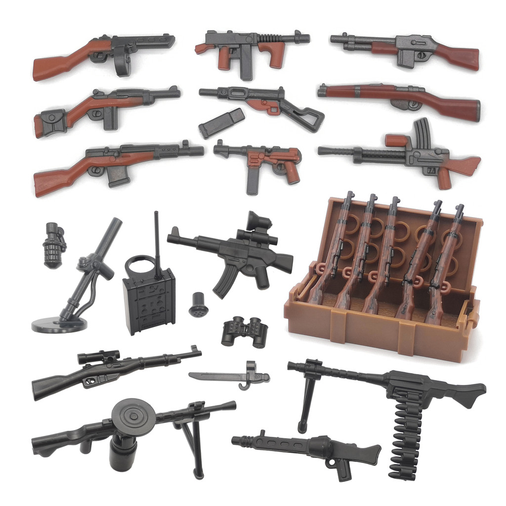 WW2 Guns Kar98K PPSh41 Rifle DIY Weapon Arms Military Soldier Figure Playmobil Model Building Block 